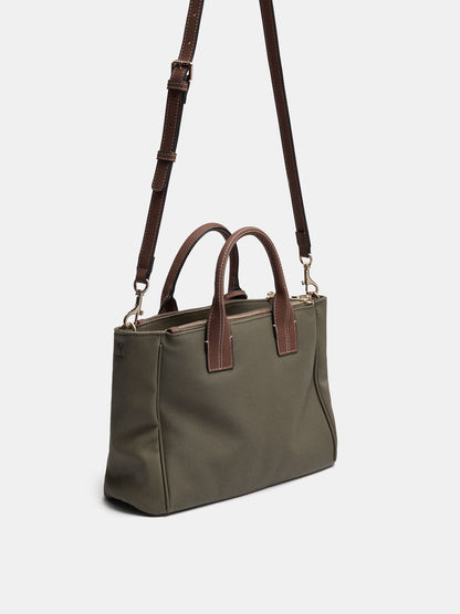 Nylon-Effect Tote Bag With Charm