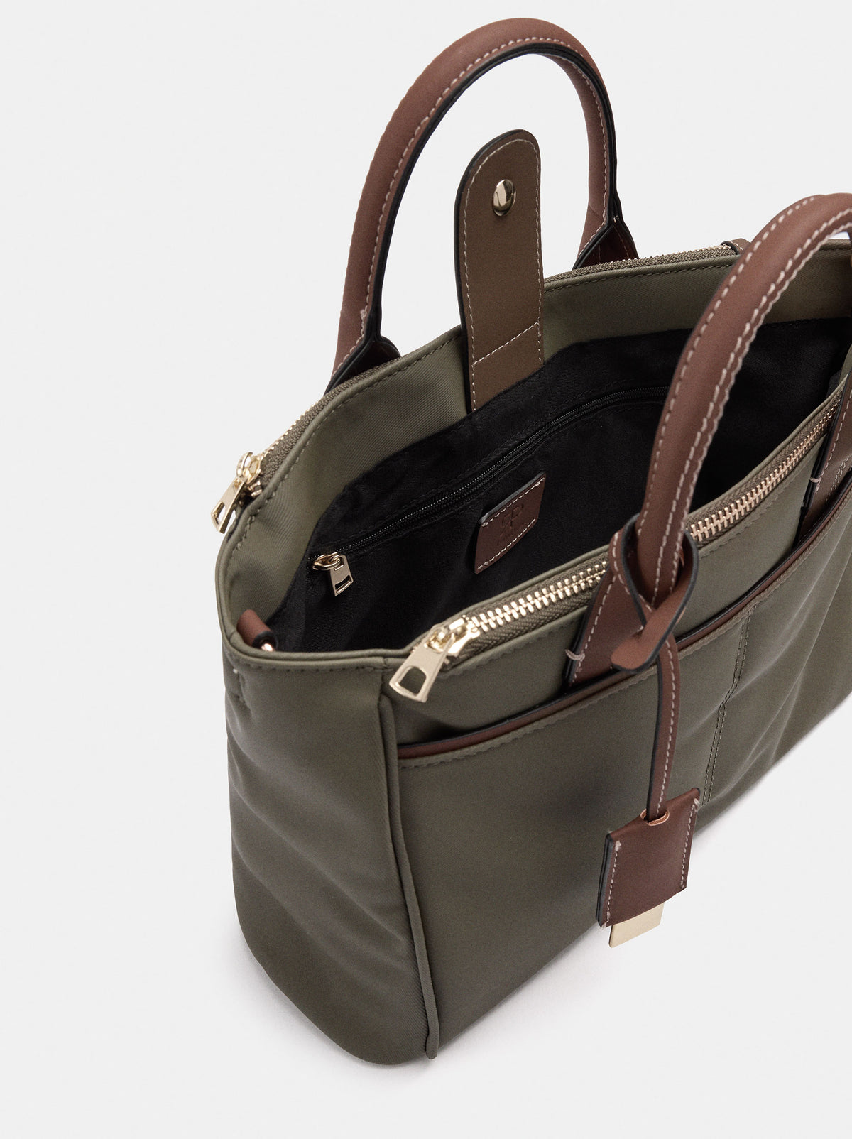 Nylon-Effect Tote Bag With Charm
