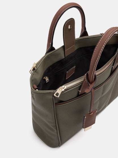 Nylon-Effect Tote Bag With Charm