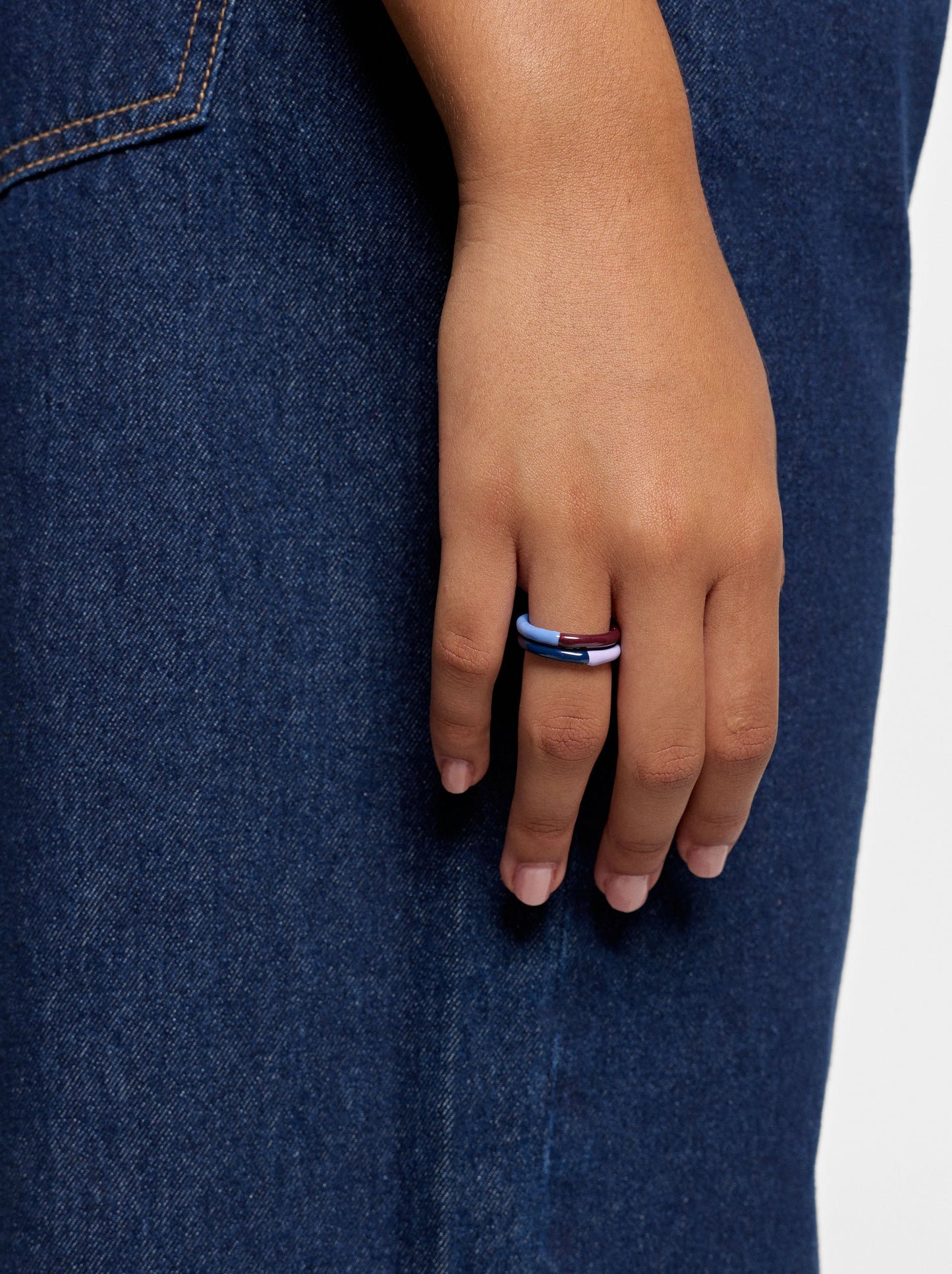 Set Of Bicolor Enamel Rings