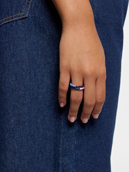 Set Of Bicolor Enamel Rings