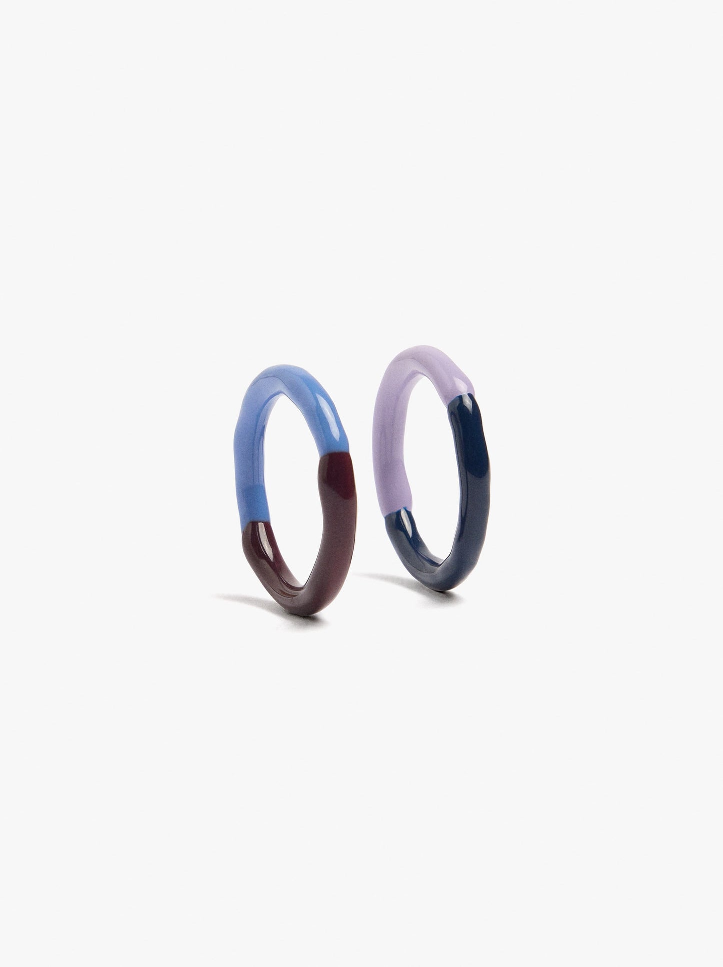 Set Of Bicolor Enamel Rings