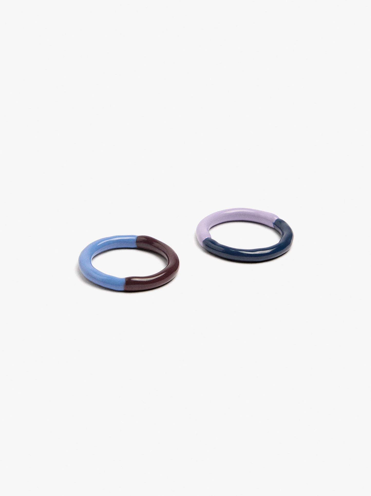 Set Of Bicolor Enamel Rings