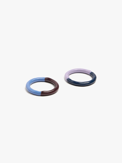 Set Of Bicolor Enamel Rings