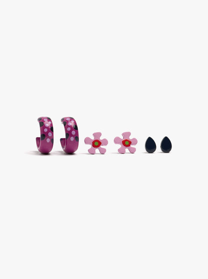 Set Of Resin Earrings With Enamel