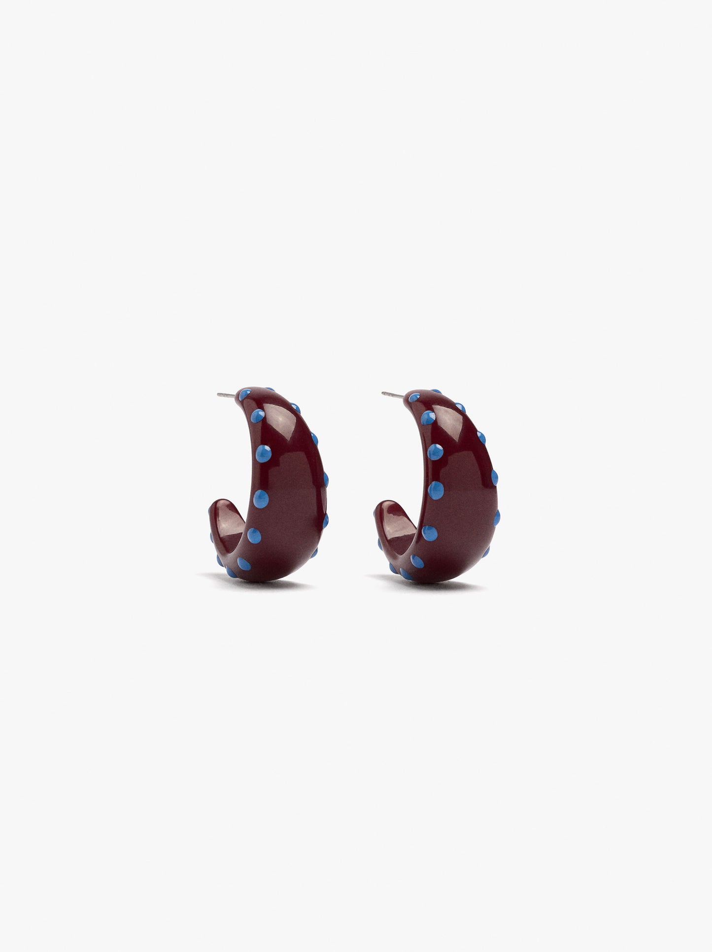 Open Resin Hoop Earrings With Polka Dots