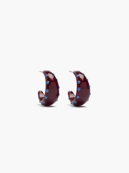 Open Resin Hoop Earrings With Polka Dots