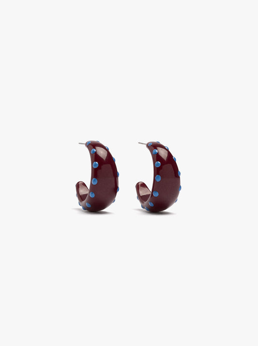 Open Resin Hoop Earrings With Polka Dots