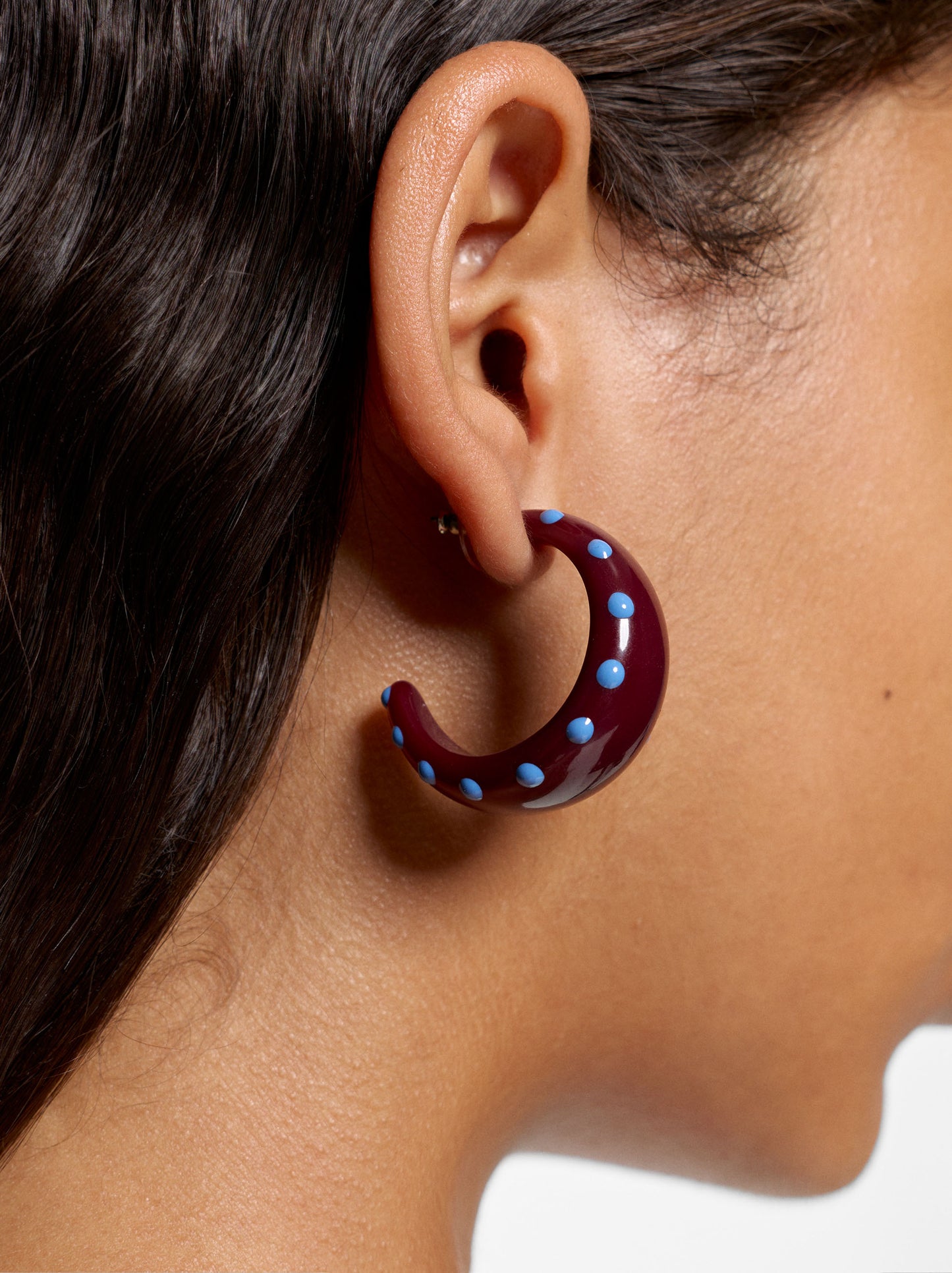 Open Resin Hoop Earrings With Polka Dots