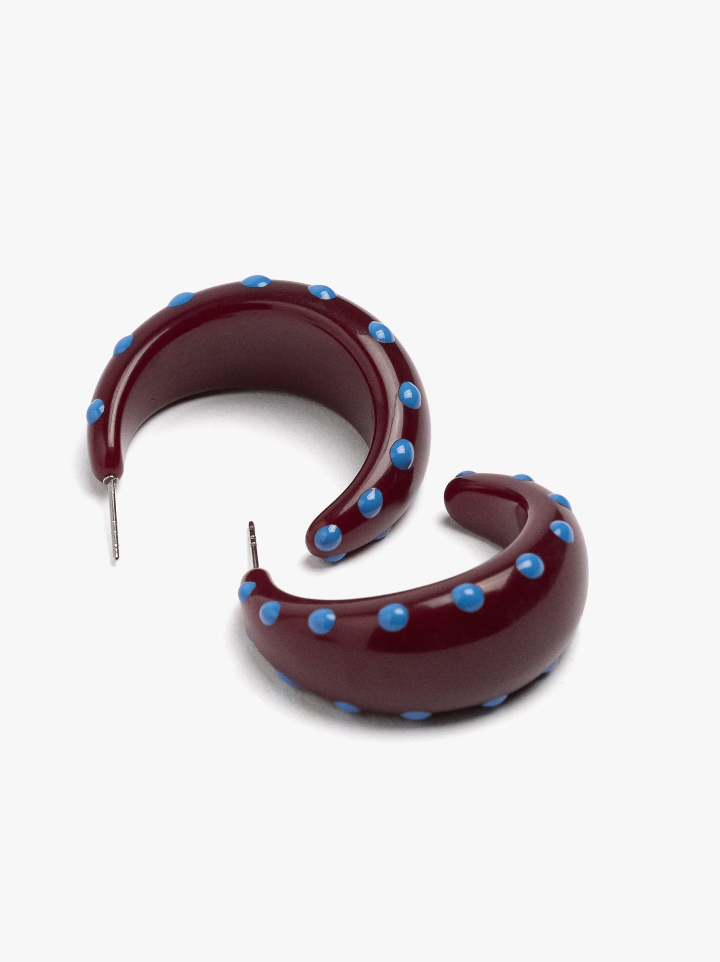 Open Resin Hoop Earrings With Polka Dots