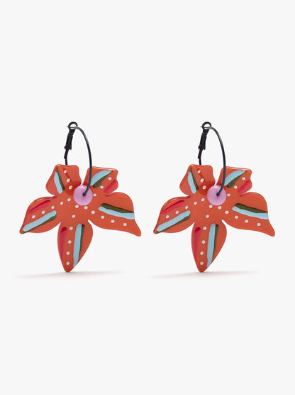 Hoop Earrings With Maxi Contrast Flowers