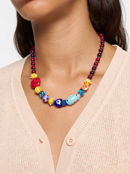 Multicolor Bead Necklace With Ceramic