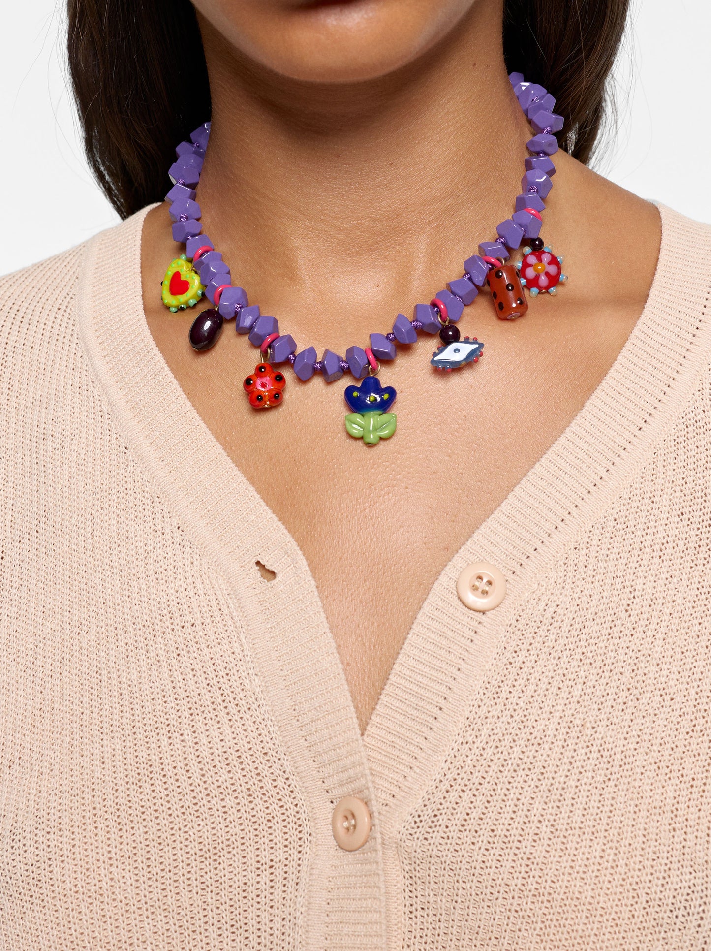 Multicolor Glass Necklace With Beads