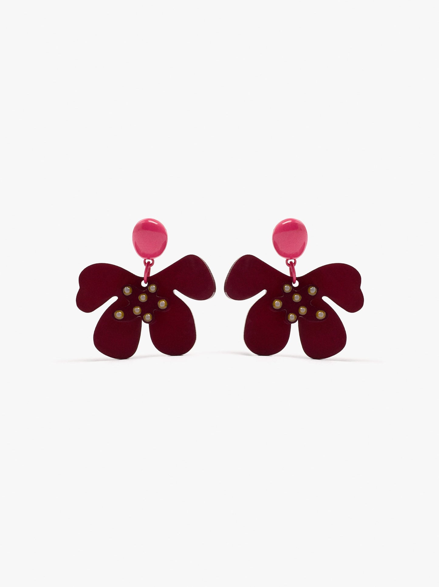 Half-Flower Earrings With Enamel