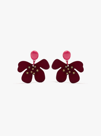 Half-Flower Earrings With Enamel