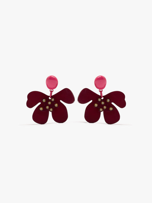 Half-Flower Earrings With Enamel
