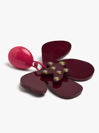 Half-Flower Earrings With Enamel