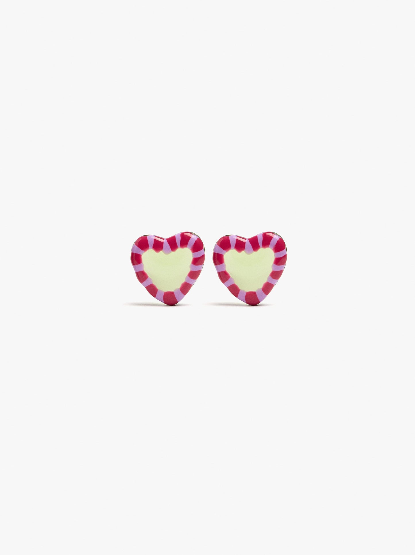 Heart Earrings With Enamel Border