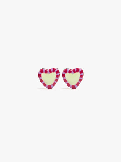 Heart Earrings With Enamel Border