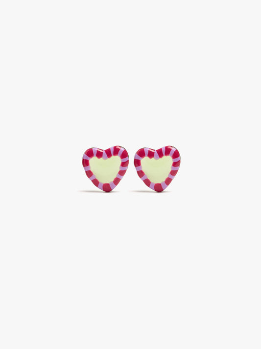 Heart Earrings With Enamel Border