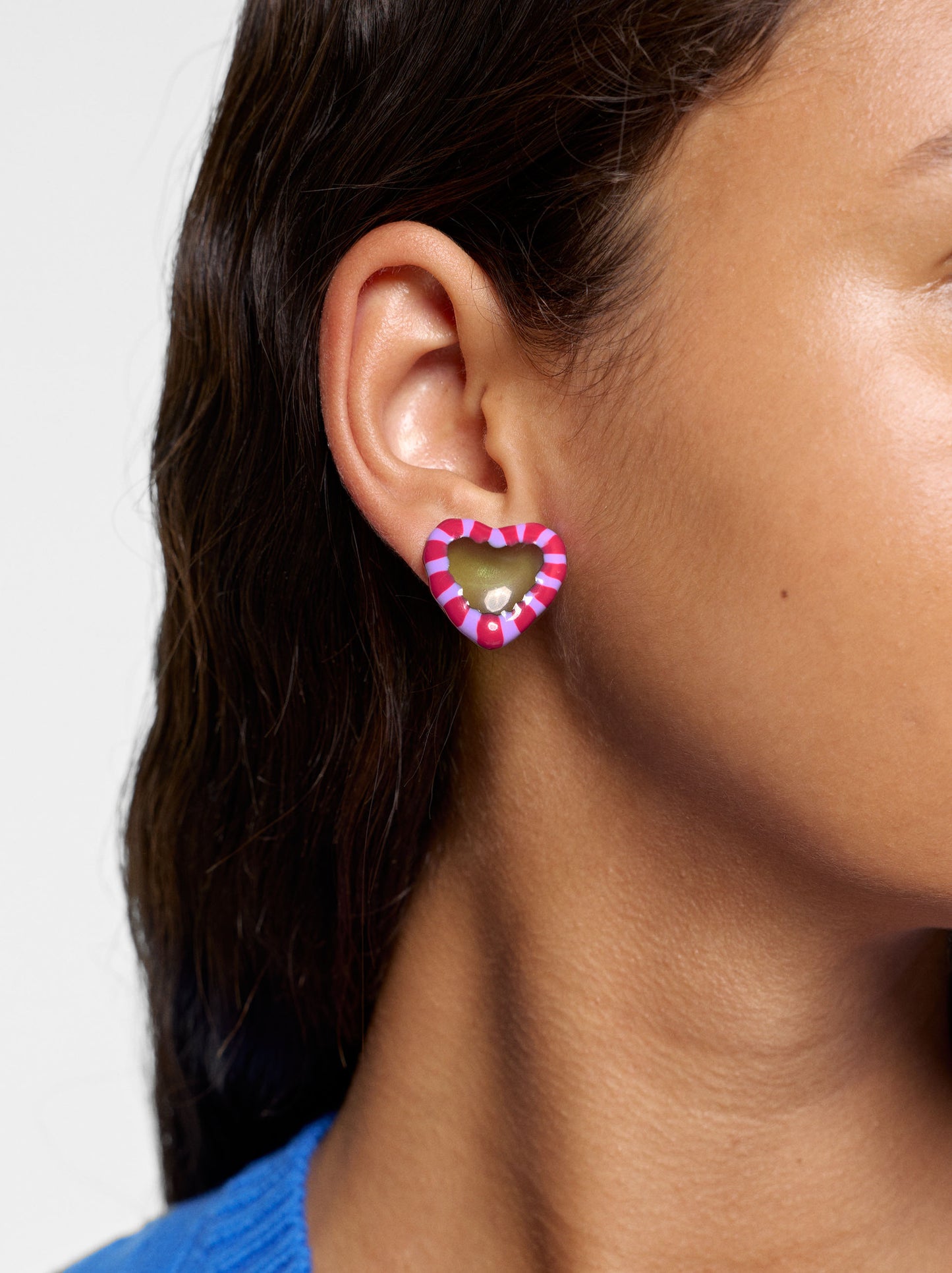 Heart Earrings With Enamel Border