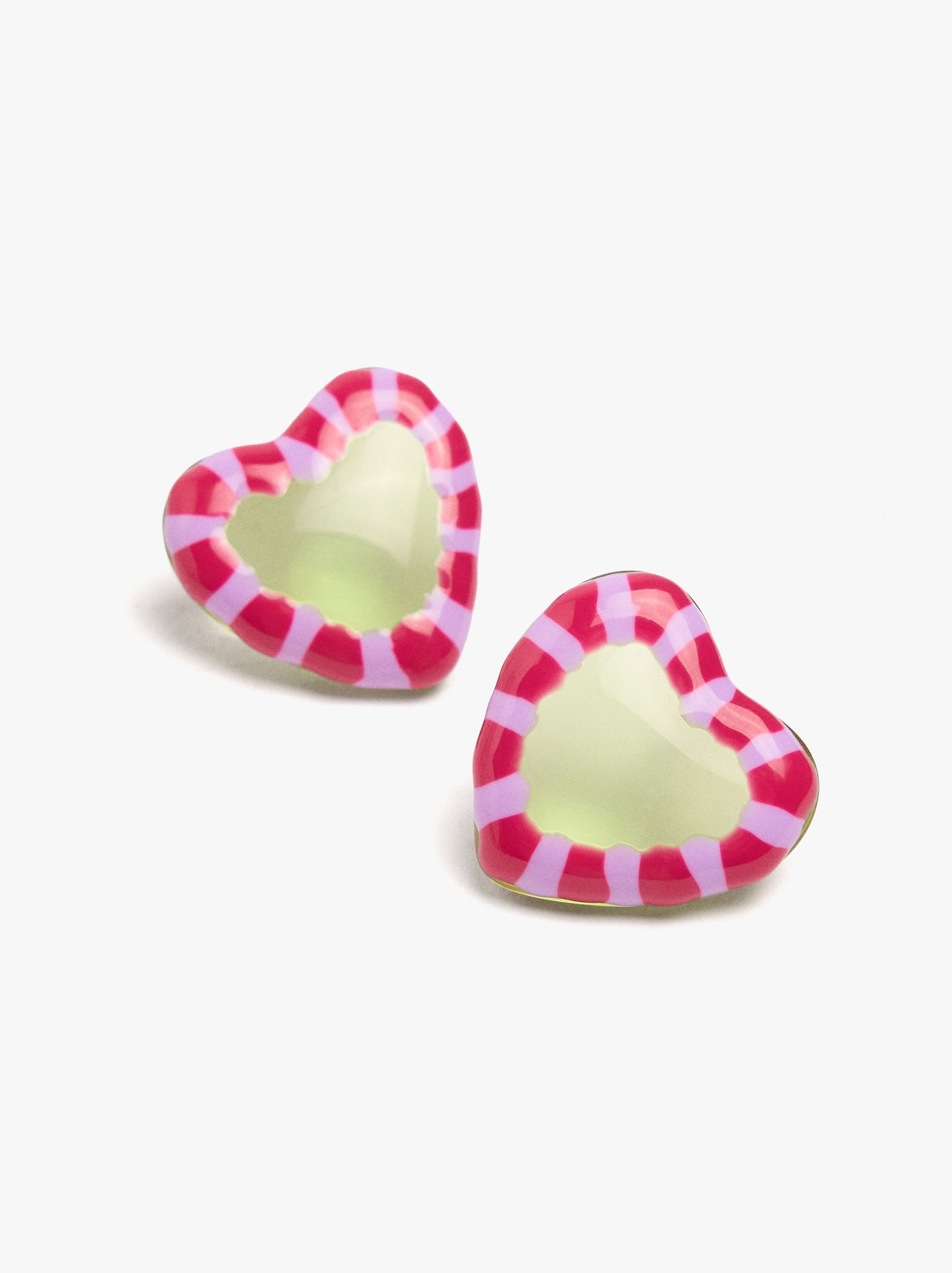 Heart Earrings With Enamel Border
