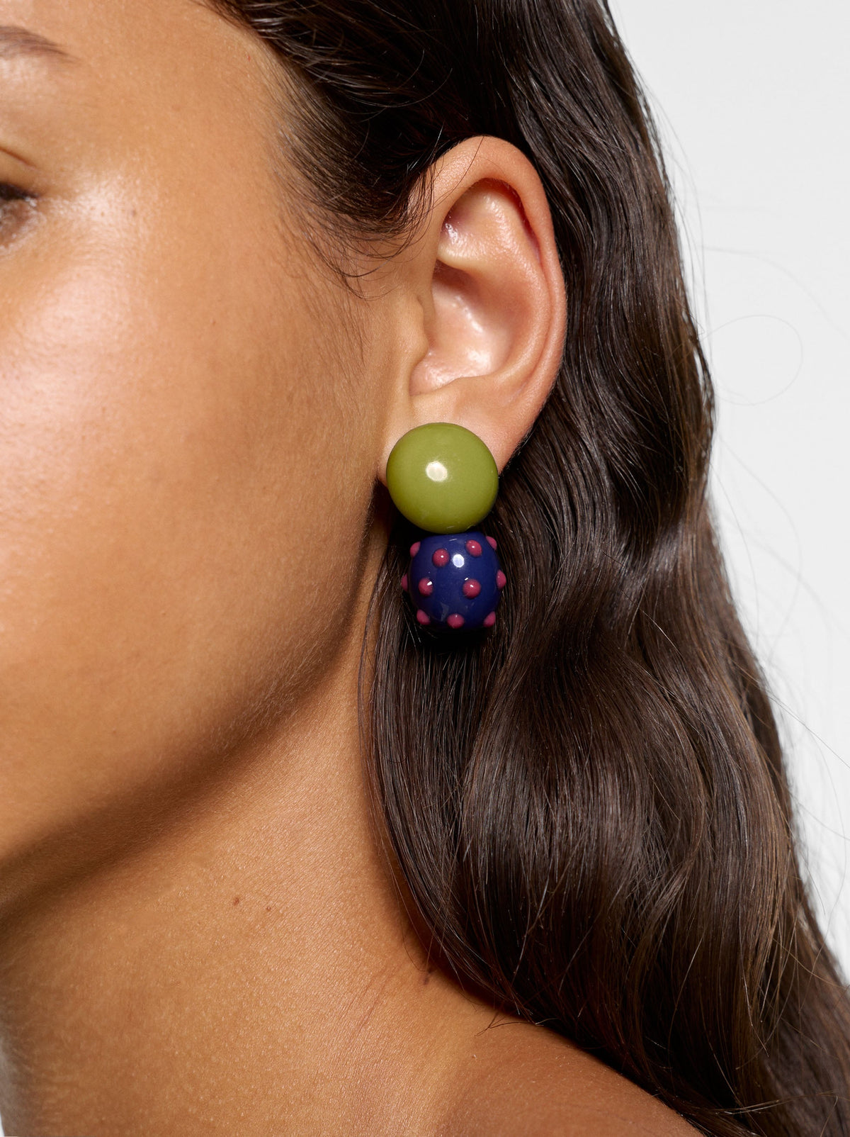Enamel Earrings With Relief Detailing