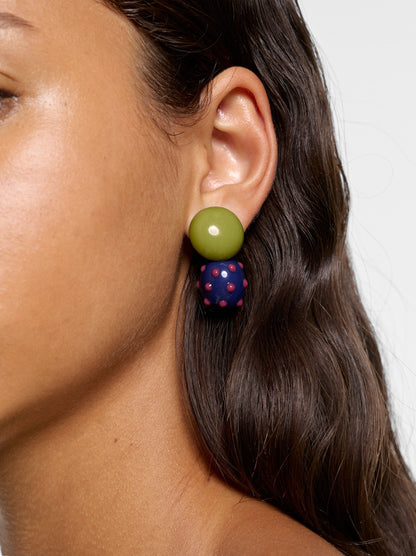 Enamel Earrings With Relief Detailing