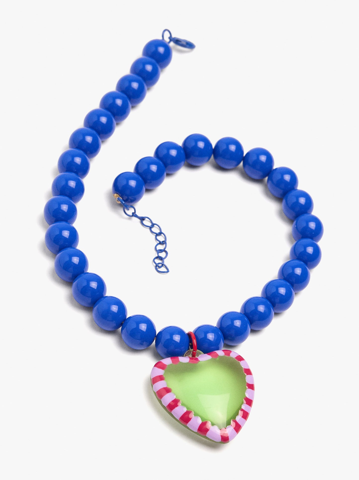 Heart Bead Necklace With Enamelled Border