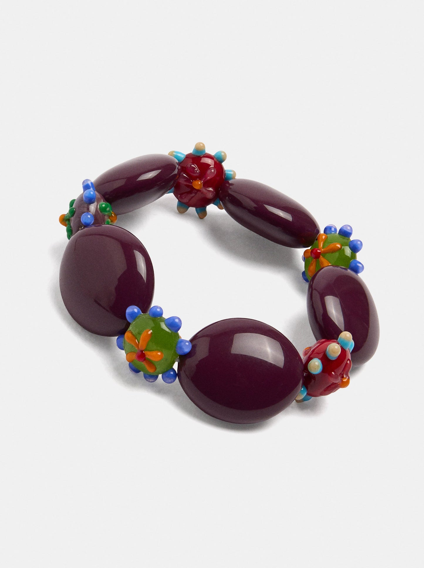 Multicolour Oval Beads And Elastic Bracelet
