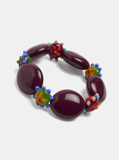 Multicolour Oval Beads And Elastic Bracelet