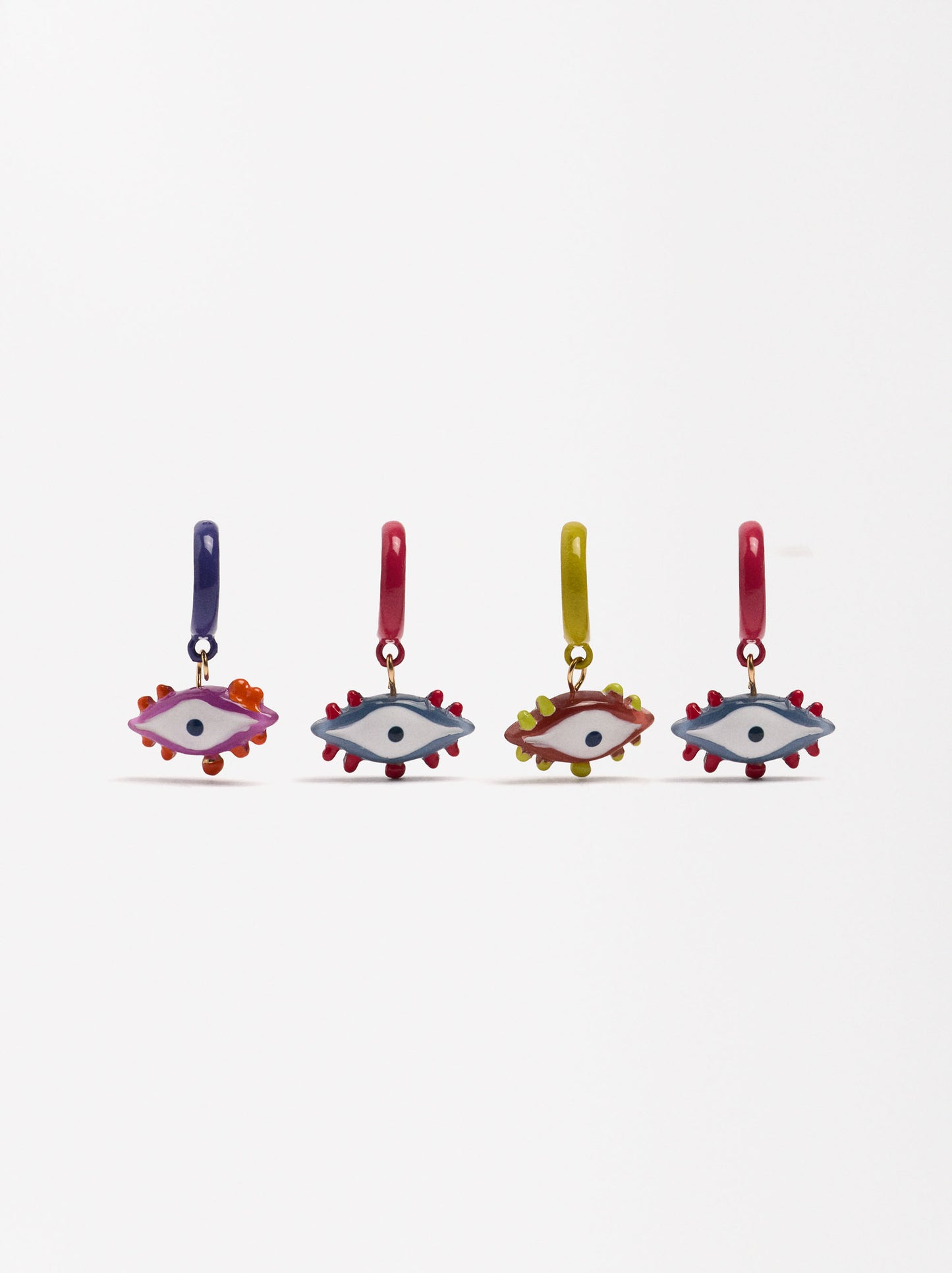 Set Of Multicolor Resin Eye Hoop Earrings