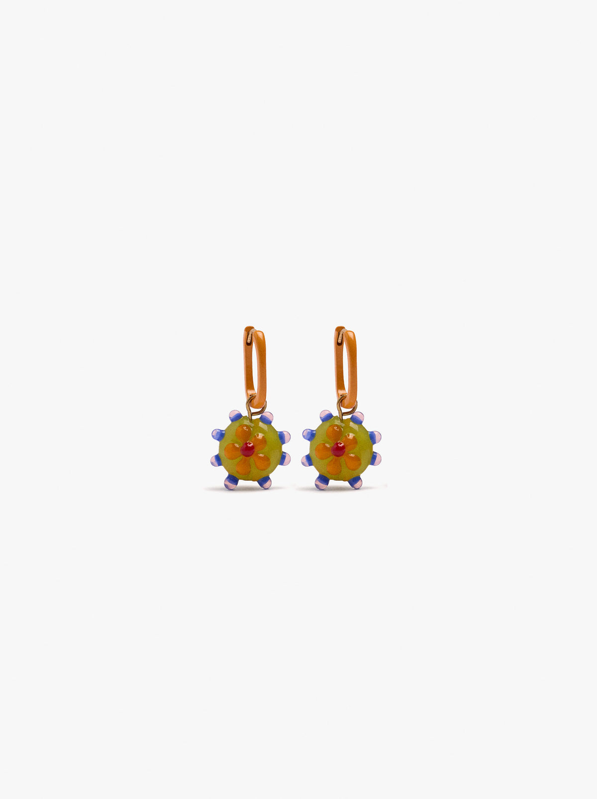 Multicolor Glass Pendant Hoop Earrings