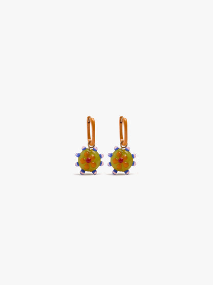 Multicolor Glass Pendant Hoop Earrings