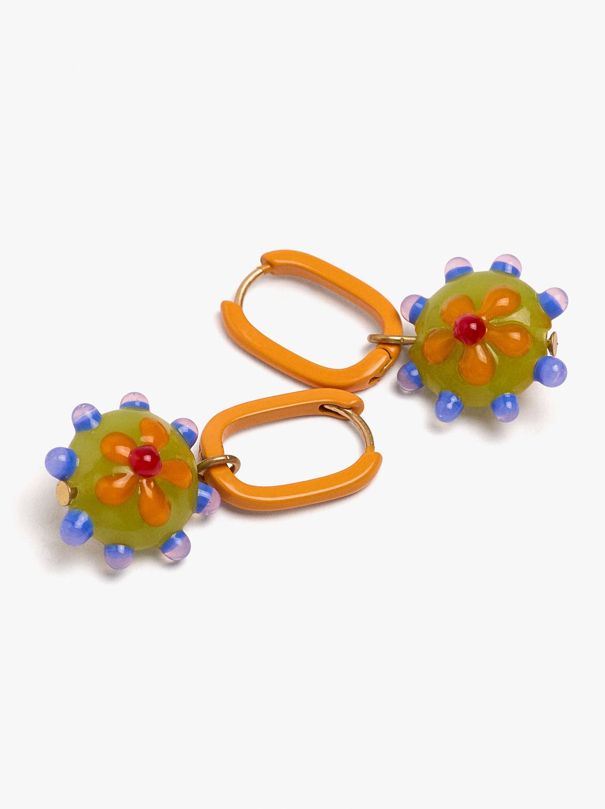 Multicolor Glass Pendant Hoop Earrings