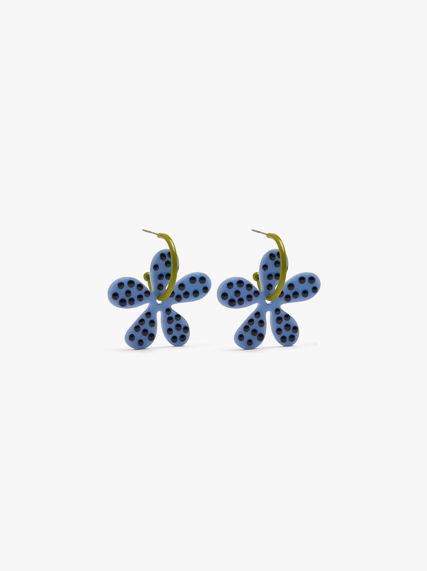 Enamelled Hoop Earrings With Flower