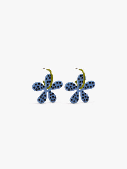 Enamelled Hoop Earrings With Flower