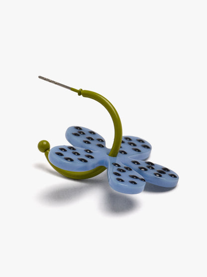 Enamelled Hoop Earrings With Flower