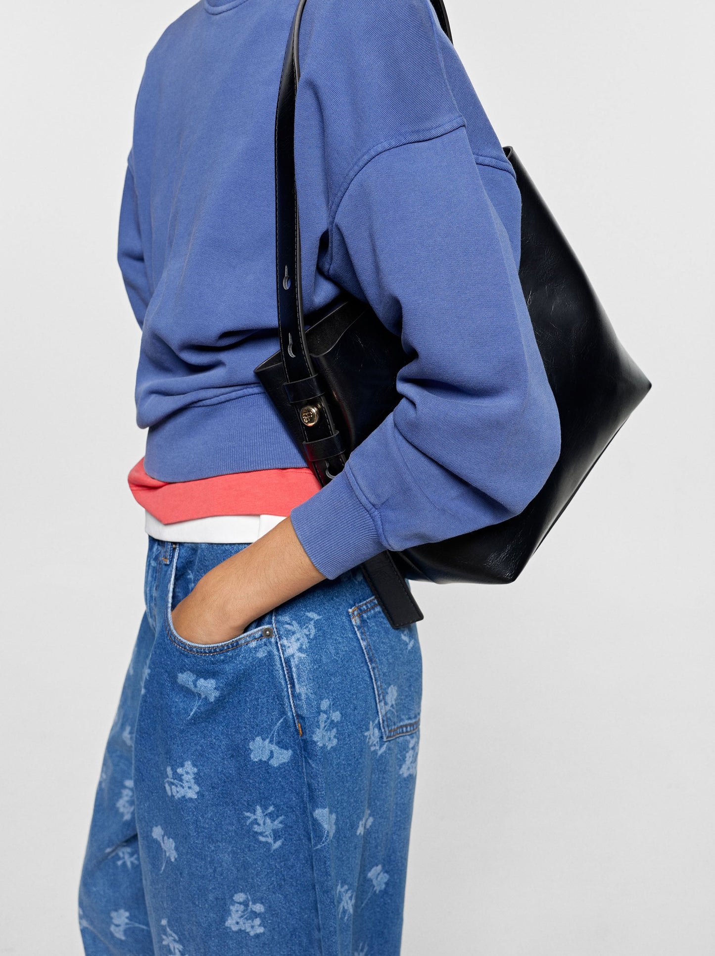 Cracked Effect Shoulder Bag