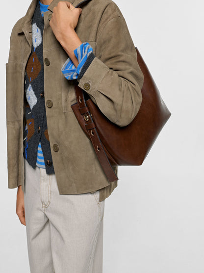 Cracked Effect Shoulder Bag