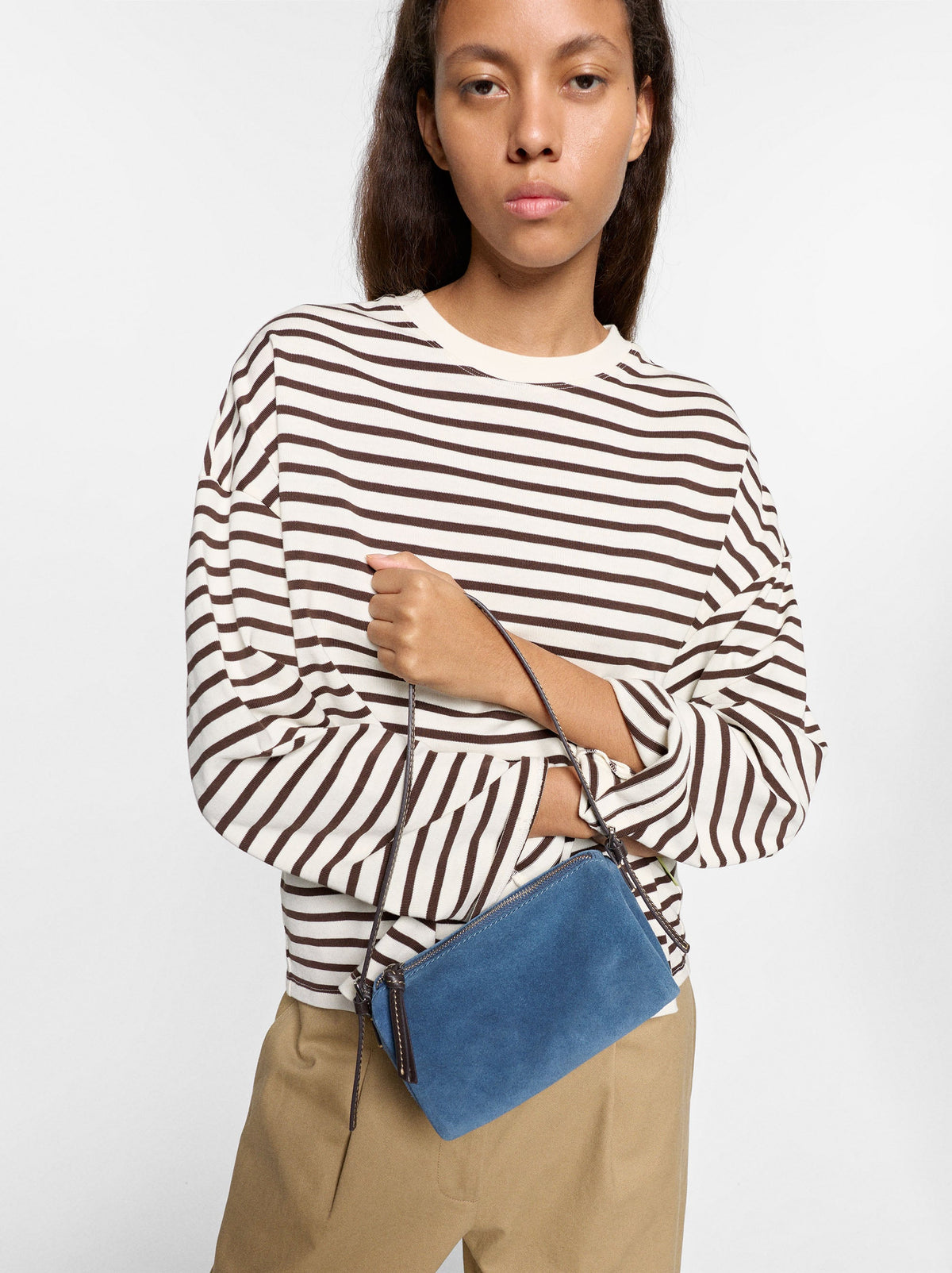 Elongated Leather Crossbody Bag