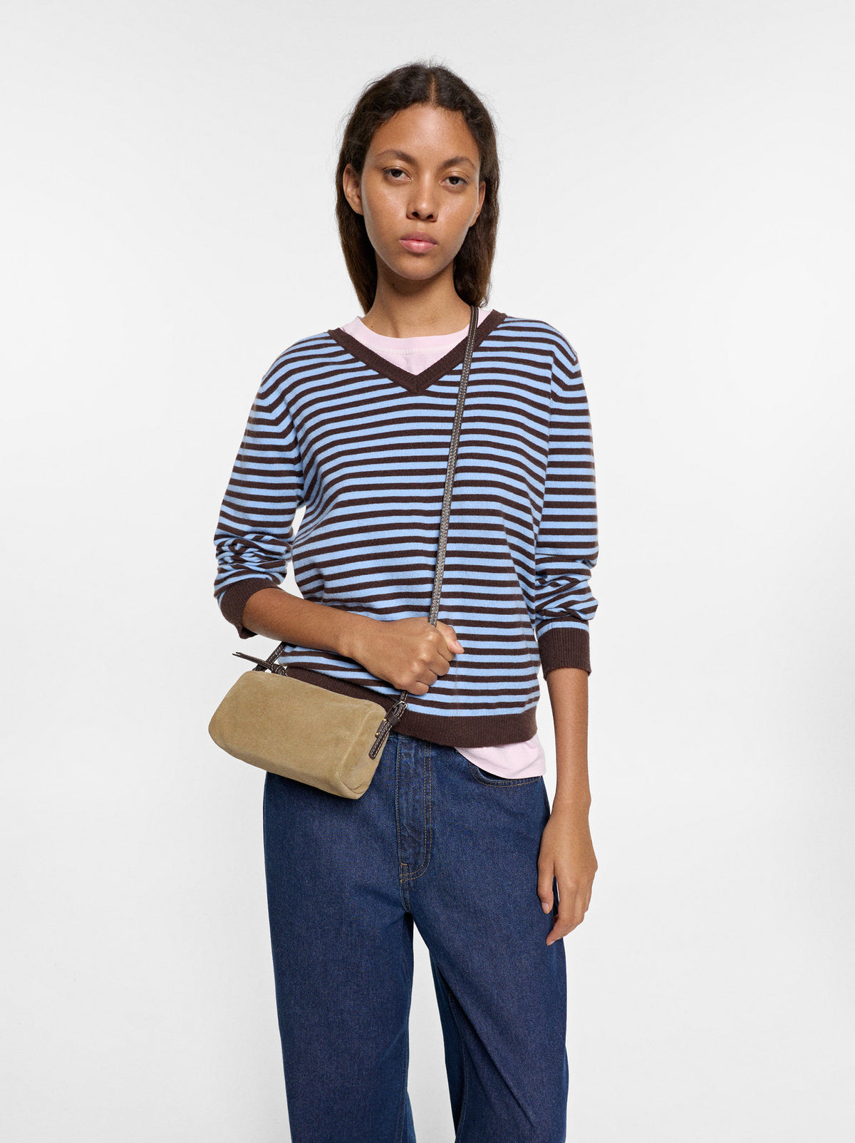 Elongated Leather Crossbody Bag