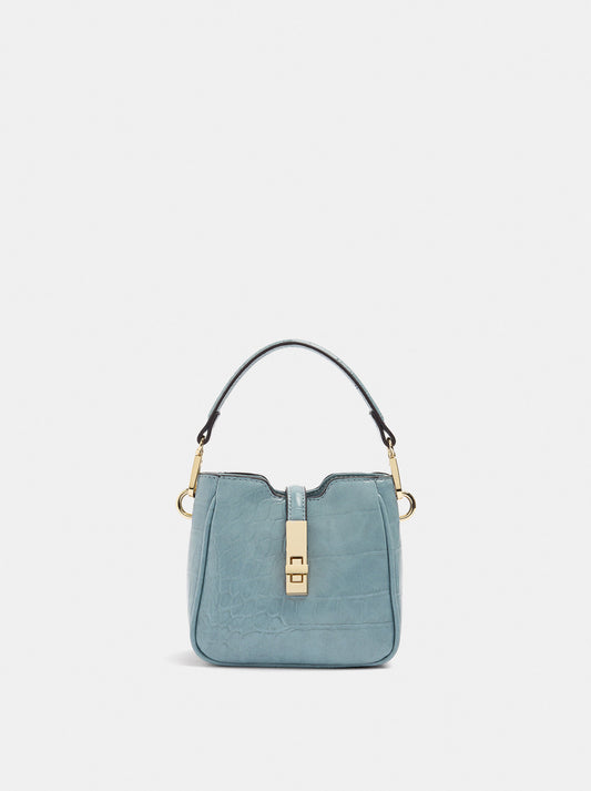 Patent Handbag With Animal Embossed Effect