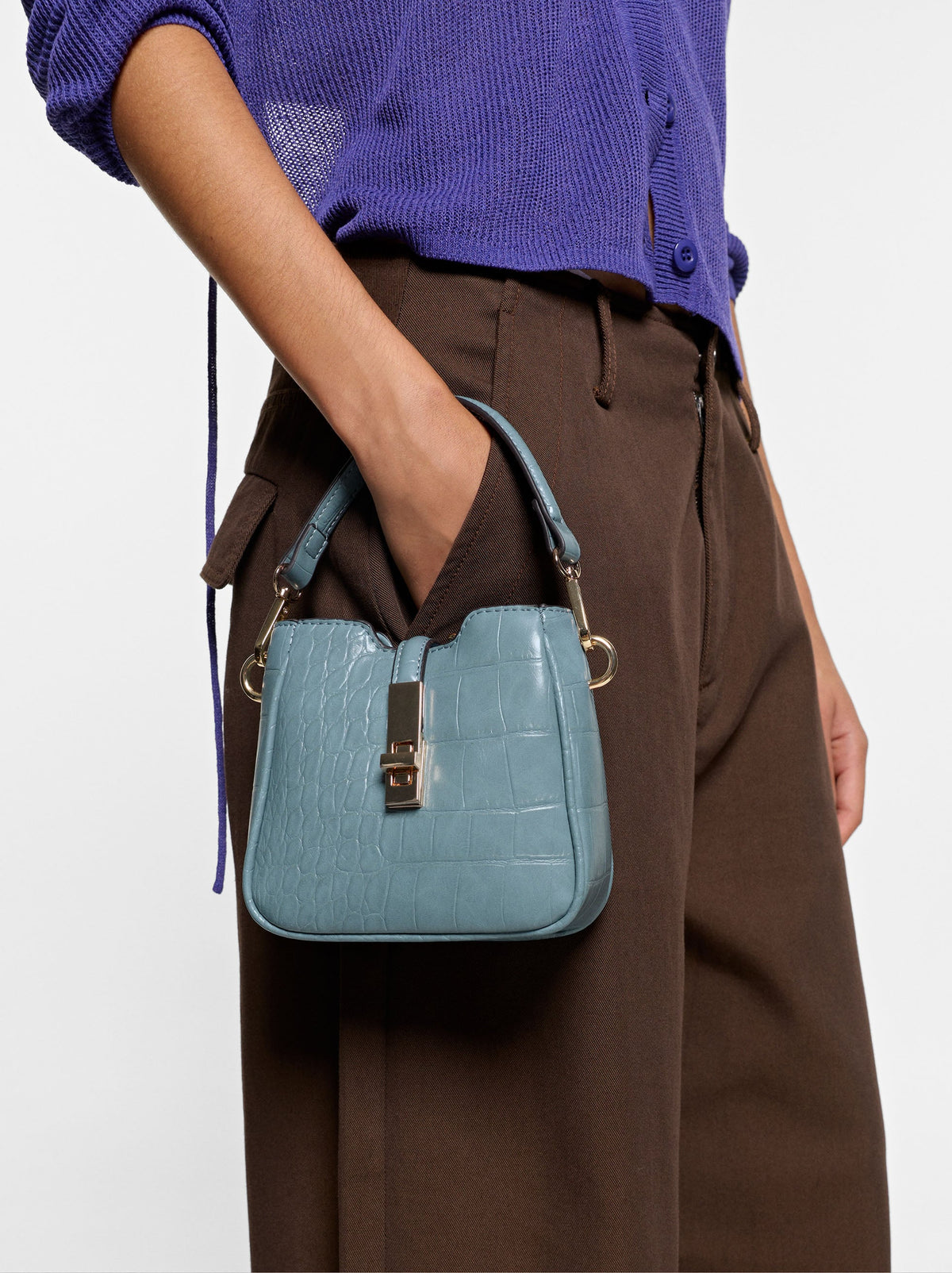 Patent Handbag With Animal Embossed Effect