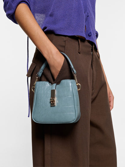 Patent Handbag With Animal Embossed Effect