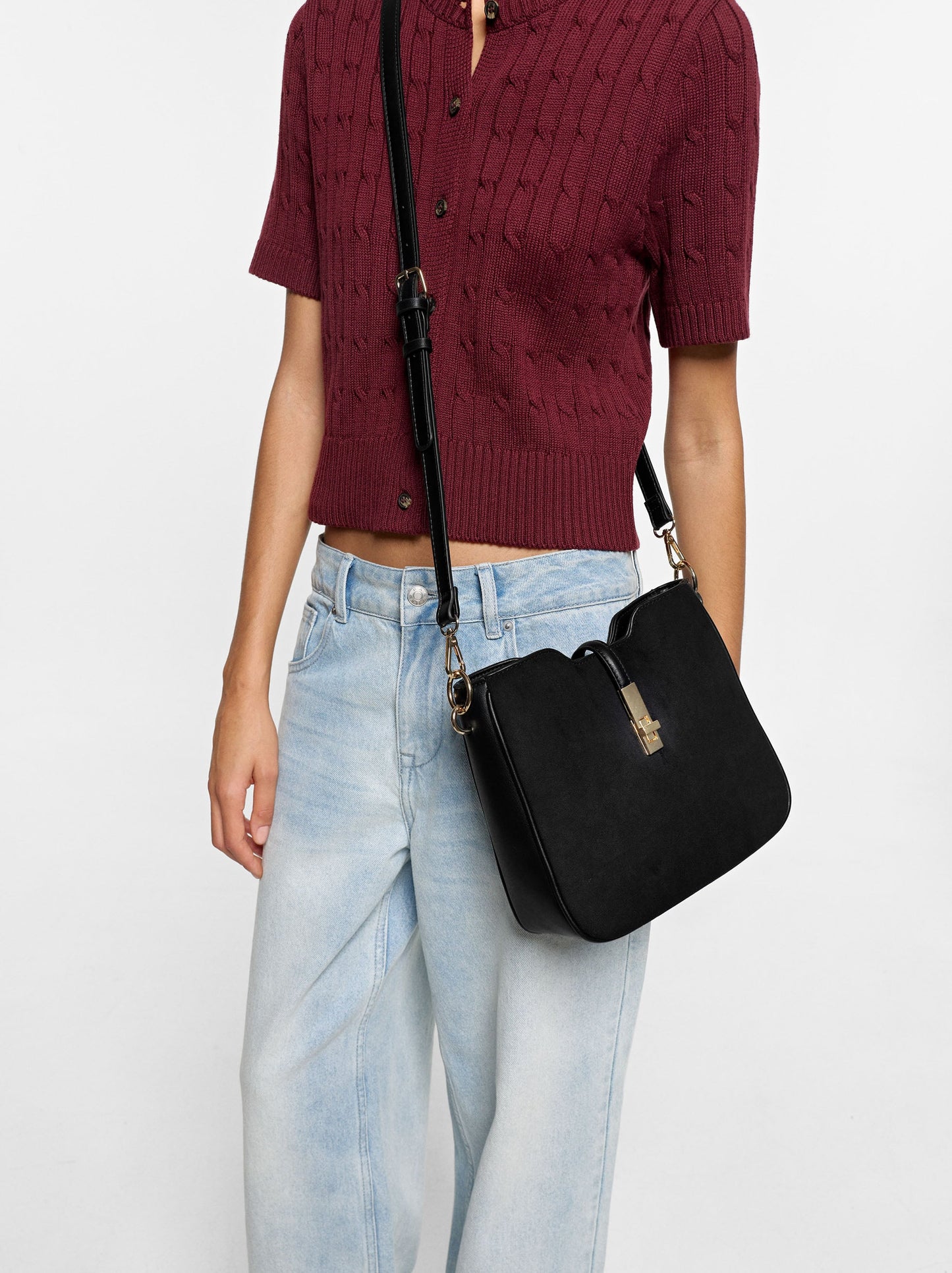 Leather-Effect Handbag With Animal Print