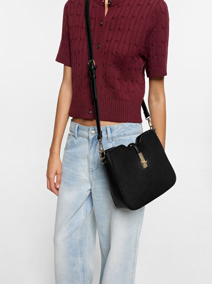 Leather-Effect Handbag With Animal Print