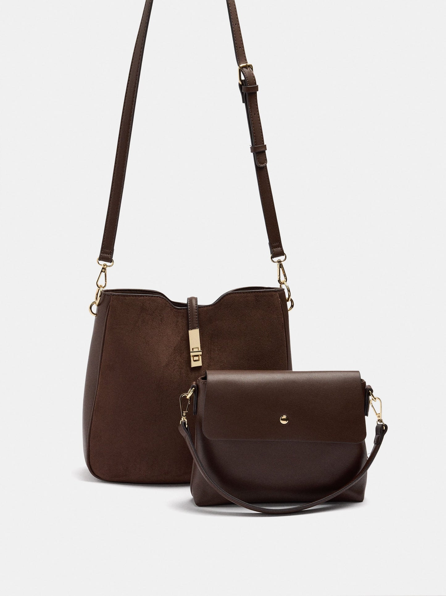 Leather-Effect Shoulder Bag With Crossbody Bag