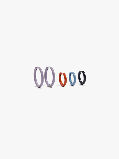 Set Of Hoop Earrings With Enamel