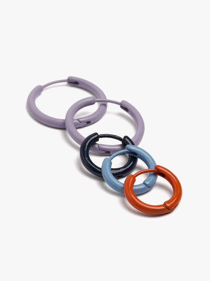 Set Of Hoop Earrings With Enamel